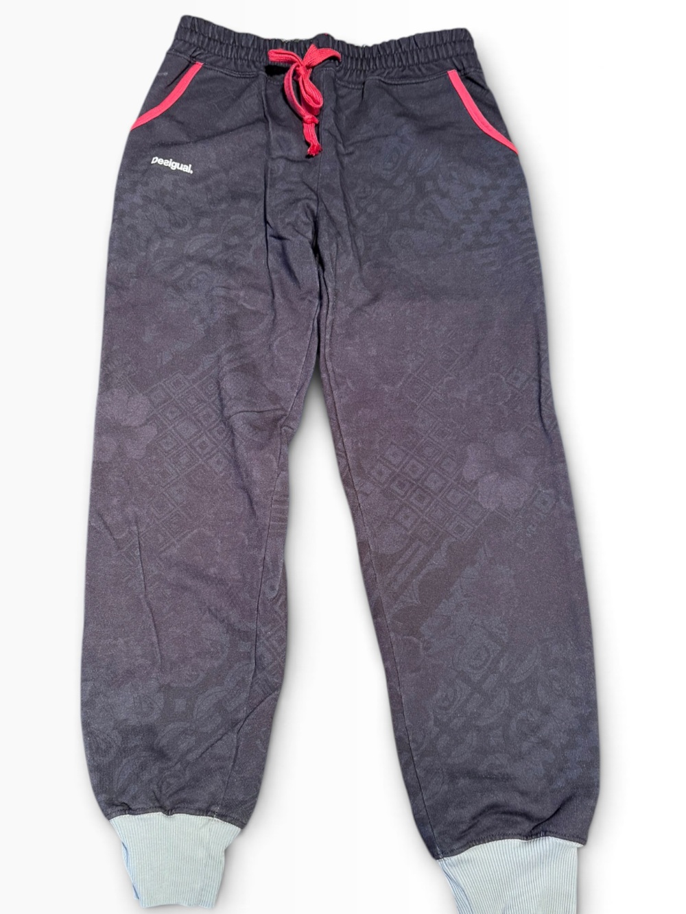 Desigual Dark Gray Jogger Pants with Pink Accents L
